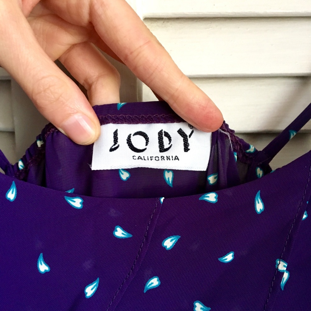 {Vintage 80's} Mini Strap Sheer Purple Jumpsuit - Picture 6 of 8